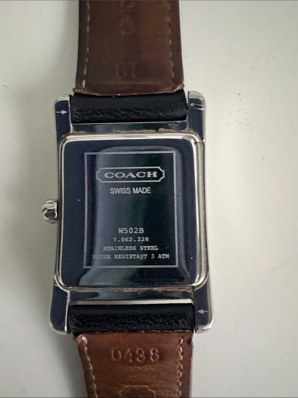 Coach W502B Swiss Quartz Watch – Black Leather Strap | Classic Rectangle Watch